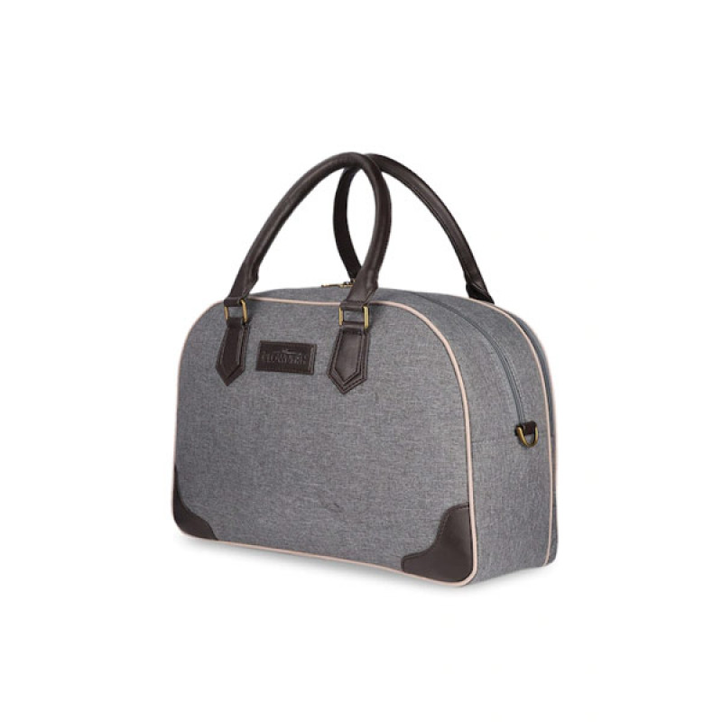 Unisex Grey Solid Tapestry Fabric Travel Duffle Bag