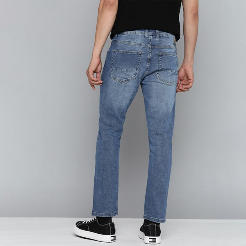 Men Navy Blue Slim Fit Light Fade Stretchable Jeans