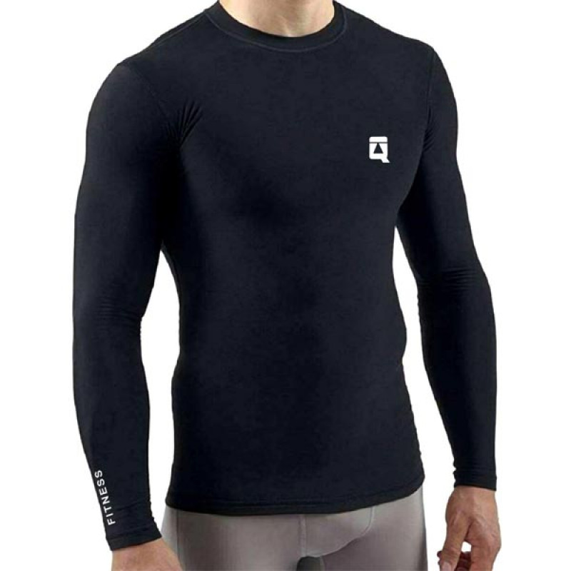 Quada Compression Swimming t Shirt Full Sleevs for Men (Black, Medium)