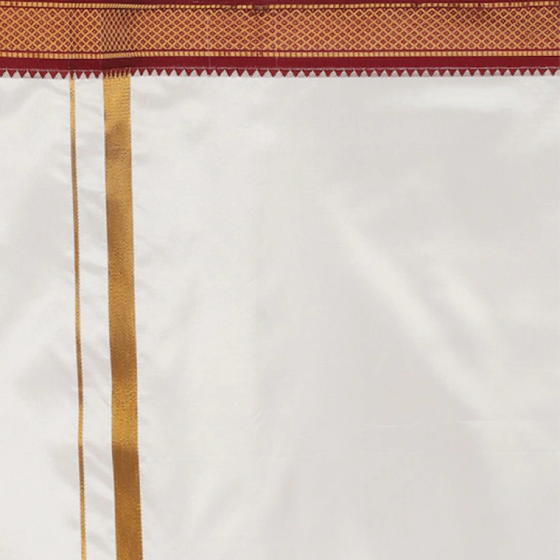 Men Cream-Coloured Solid Art Silk Dhoti